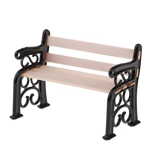 Banc de parc miniature 1:12 noir pour décor de table et jardins de poupées diy