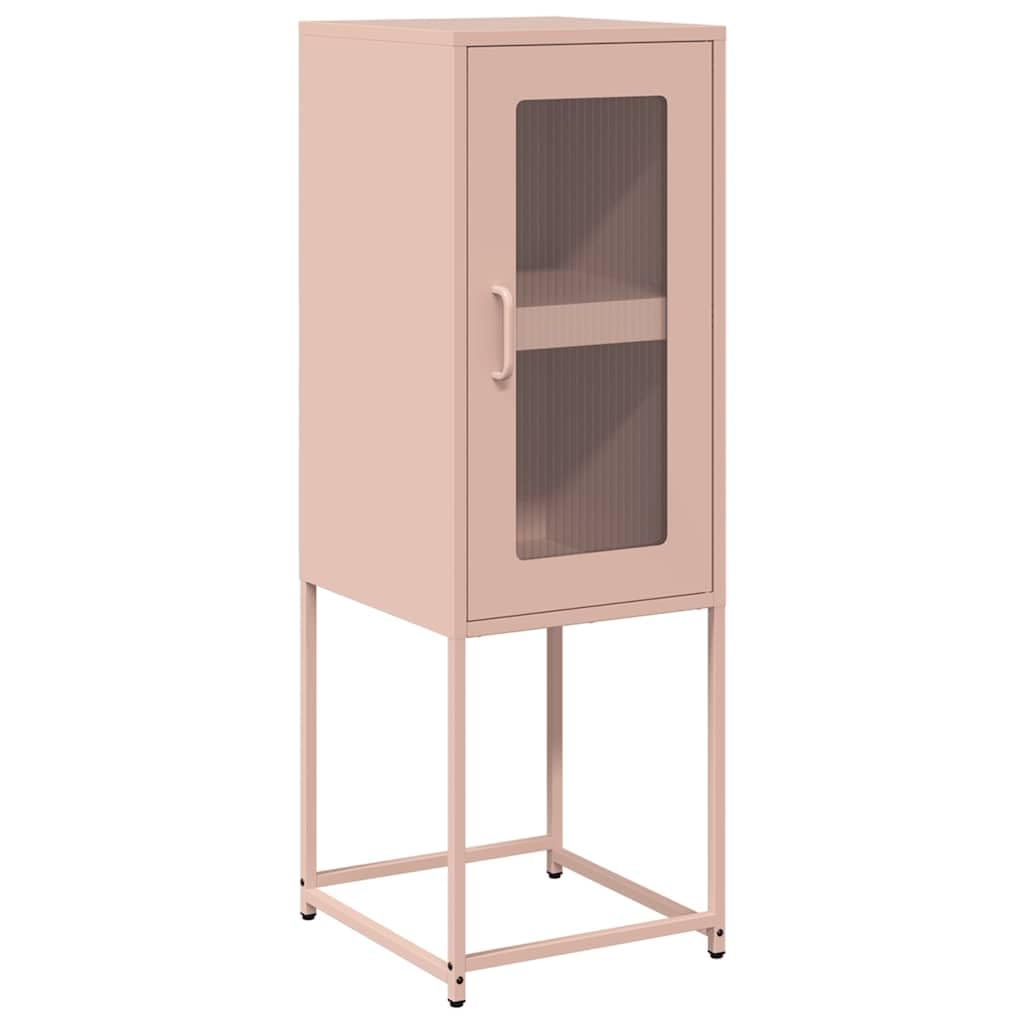 Credenza Rosa in Acciaio Laminato a Freddo 36x39x107 cm con Ampio Spazio di Archiviazione e Maniglie Pratiche, Mobile Multiuso per Cucina Bagno o Ingresso, Struttura Stabile