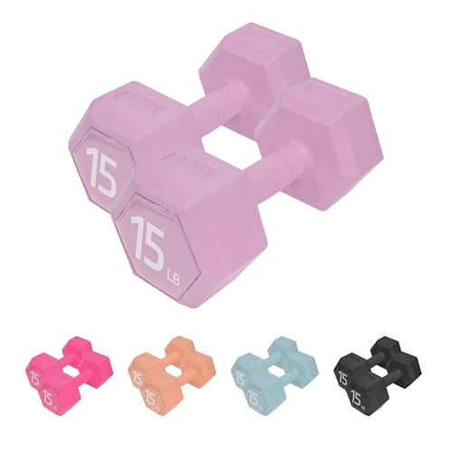 ZTTENLLY Dumbbell Sets With Rack - Dumbbells Pair Hand Weights Set of 2 - Easy Grip - Arm Weights for Strength Training Workouts Fitness, Home Gym Exercise Equipment for Men Women(Purplish Pink, 15LBx2)