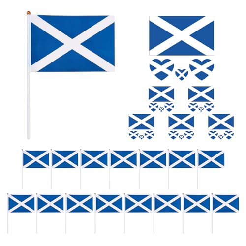 15 Bandiere Scozzesi Sventolate A Mano, 5 Adesivi Per Il Viso, Bandiere Scozzesi, Bandierine Scozzesi, Bandiere A Mano, Decorazioni Del Calcio Europeo, Bandiere Esultanti Sventolate A Mano