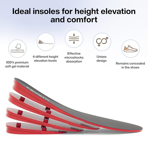 Image of FOVERA Height Increasing Insoles - Gel Height Increase Insole for Shoe for Women - Heel Lift Shoe Pads with 4 Level of Height - Trim to Fit, Breathable Fabric (Regular: 5-9 UK, Pack of 1)