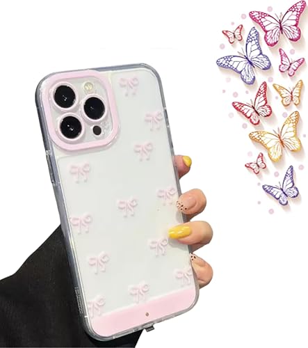 Vibrant LED Bowknot Phone Case for iPhone 17/16/15/14/13/12/11 Plus Pro Max, Cute Glow Slim Clear VibrantPhoneCase, Full Protection Shockproof Protective Cover (11Pro max,Pink)