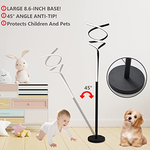 Zxwlife Led Modern Floor Lamp For Living Room, 40W/2500Lm Infinitely Dimmable And Color-Changing Bright Floor Standing Lamp,63 Inches Large Black Floor Tall Lamp For Bedroom Office With Remote #TOP3