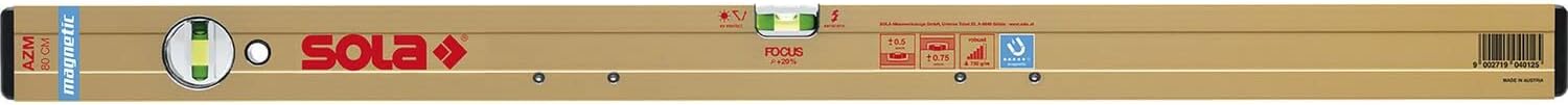 Sola Azm 30 Magnetic Spirit Level 30 cm Strong Hold Thanks to Neodymium Magnets Spirit Level with Magnet 30 cm Patented Sola-Focus Dragonfly