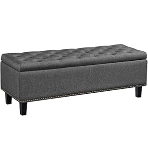 Yaheetech Classic 50-inch Entryway Ottoman Bench with Storage – Multipurpose Foot Rest Sofa Stool in Dark Gray