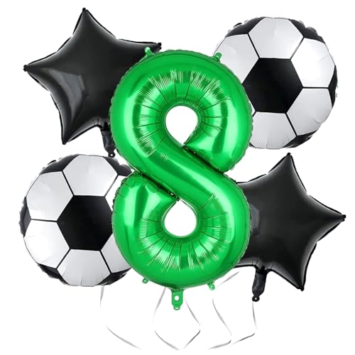 Soccer Balloons 8th Birthday Decorations, Soccer Birthday Party Balloons World Cup Soccer Sports Theme Party Decorations Supplies Favors Anniversary Decor 32in Foil Mylar Green 8 Balloon