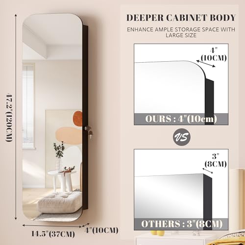 Image of Vlsrka 47.2 inch Wall /Door Mounted Jewelry Cabinet Organizer Armoire W /Mirror