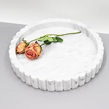 Round Decorative Tray for Coffee Table Decor, 10 inch Natural Marble Tray, 6 lb Heavy Solid Marble Serving Tray, Decorative Tray for Home Living Room Dining Room Office Centerpiece Decor