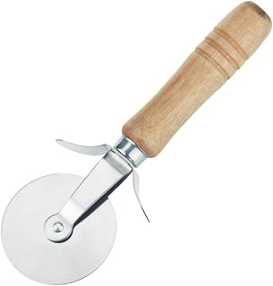 Stainless Steel Crimper Cutter Wooden Handle Handheld Pizza and Cutter for Baking Lightweight and Easy to Use for Lattice Crusts and Pastries