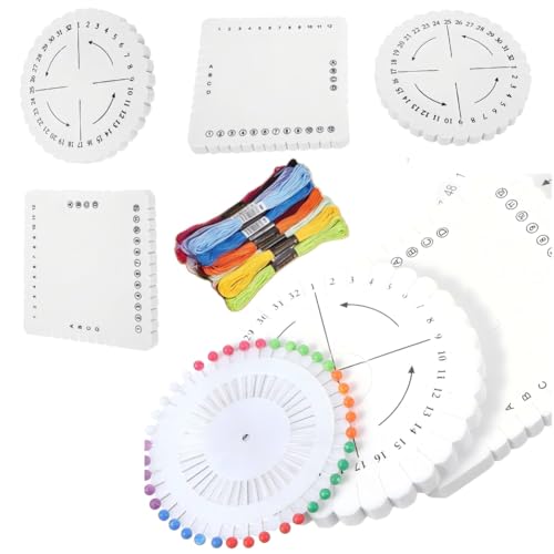 wfljl Braiding Supplies Jewelry Kit - 6PCs Cord Maker Tools Set Lightweight Round & Square Disk for DIY Friendship Bracelets Beading Weaving Craft with Portable Design(No Yarn Rope)