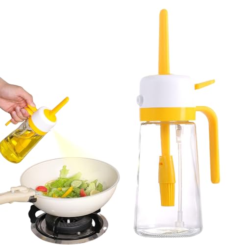 Celuicion Recipiente de aceite de cocina | Botella de aceite con cepillo de silicona | Utensilio de cocina a prueba de fugas para cocinar, hornear, barbacoa, ensalada, camping