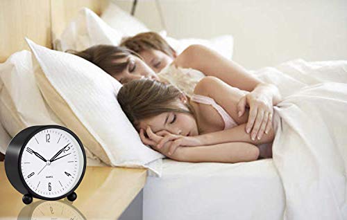 Analog Alarm Clock, 4 Inch Super Silent Non Ticking Small Clock With Night Light, Battery Operated, Simply Design, For Bedroon, Bedside, Desk (Black) #TOP5