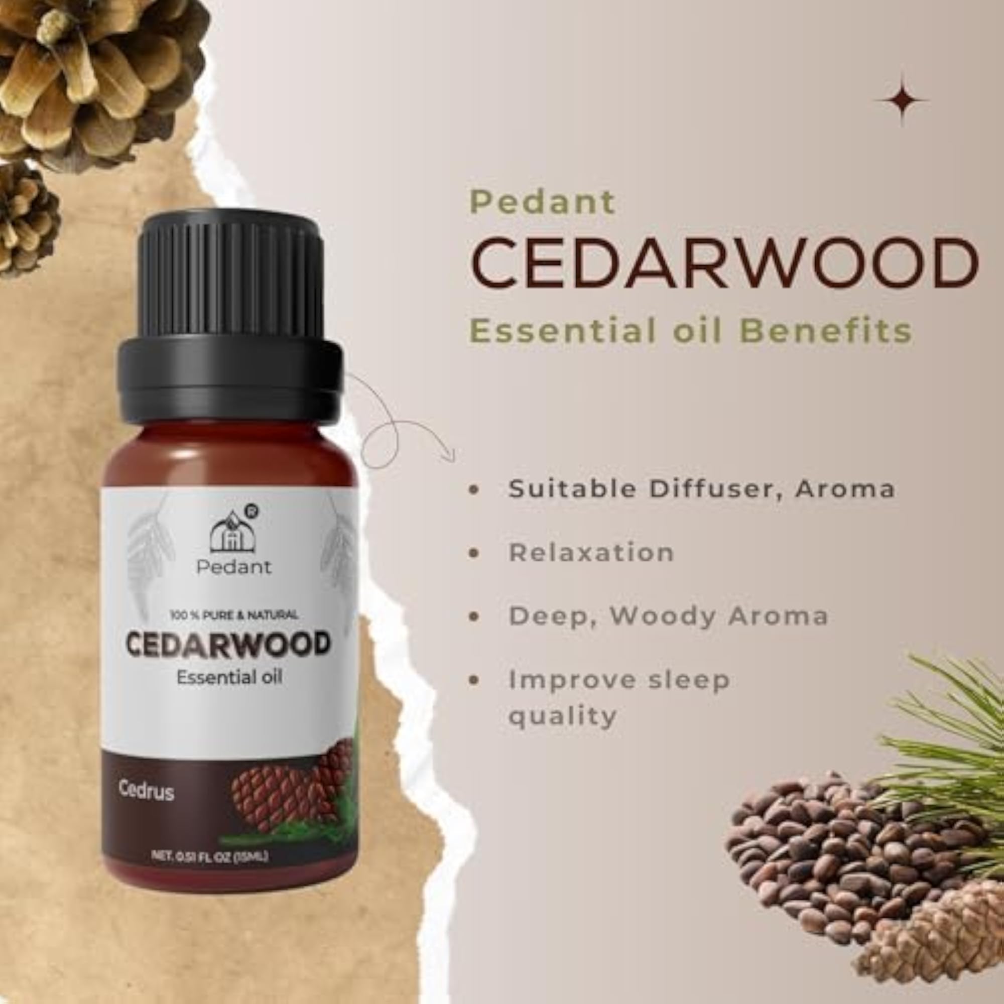 Cedarwood Essential Oil for Candle Making, 15ml