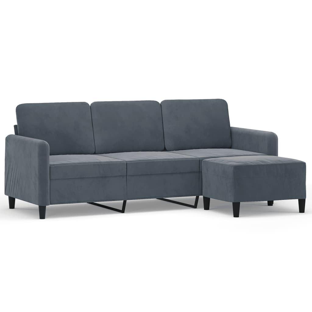 IKAYAA Sofá de 3 Plazas con Taburete Patas de Madera Sofá de Salon de Terciopelo Sofá Chaise Longue Moderno para Salon Oficina 180 cm Gris Oscuro 3032130_es