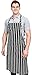 Utopia Kitchen Adjustable Bib Apron With Pockets - Premium Quality Unisex with Neck Strap - Extra Long Ties - Black/White Pinstripe (34 inches by 28 inches) Single Pack