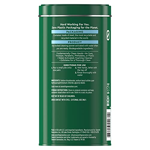Seventh Generation Zero Plastic Powder Hand Soap, Fragrance Free, 12 Oz #TOP1