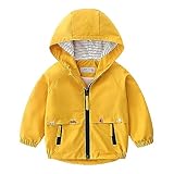 [Volunboy] ウインドブレーカー キッズ 男の子 子供 アウター ジャンパー 春 秋 薄手 裏地付き 撥水 防風 防寒 80-140cm (イエロー,100)