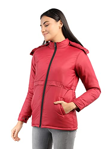 Image of CHKOKKO Women's Standard Length Polyester Winter Quilted Jacket Crimson Red Xlarge