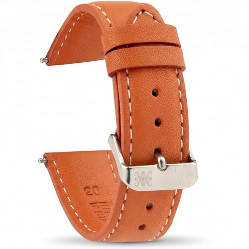 Bracelet montre cuir orange 22 mm pour remplacer un bracelet usé avec outil