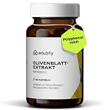 edubily® Olivenblatt-Extrakt Kapseln - Reich an Polyphenolen - Pro Kapsel 700 mg OLE mit 140 mg Oleuropein & Vitamin C - Laborgeprüft - (90 Kapseln)
