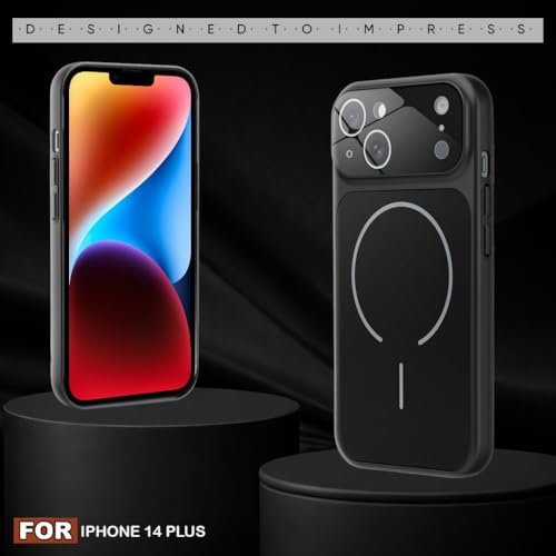 Image of SHINESTAR Premium Luxury Case Compatible with iPhone 14 Plus | Protective Back Cover with Camera Lens Safety | Wireless Charging Support | Slim Fit Durable Design | Enhanced Grip Protection Black