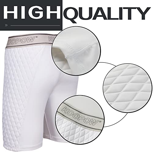 Koopow Women's Sliding Shorts Softball Sliding Pads Compression Padded Slider Shorts (X-Small, White) #TOP2