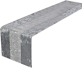 Table Runner Velvet Bling Table Runner Washable Silver Sparkle 32*180 Grey