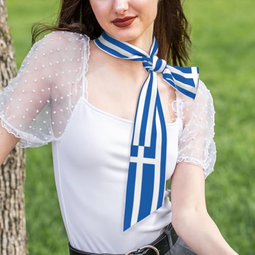 Women'S Fashion Scarf Greece Greek Flag Hair Satin Scarf Bandanas Headscarf Wrap Breathable Lightweight Neck Scarves For Handbag Accessories4