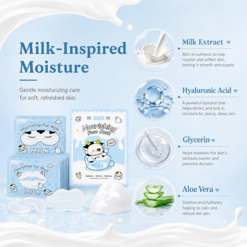 30 Pairs Milk Face Mask & Eye Mask & Lip Mask Skin Care for Girls Women — view 8