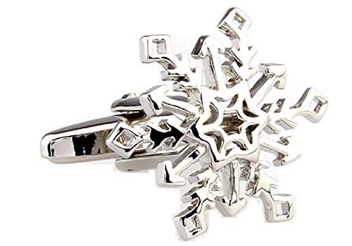MRCUFF Snowflake Cut Out Winter Christmas Pair Cufflinks in a Presentation Gift Box & Polishing Cloth