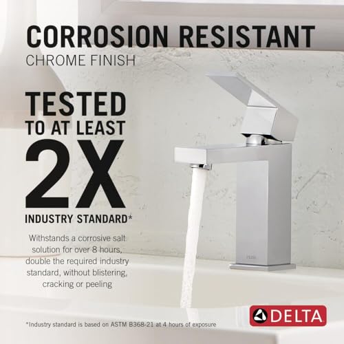 Image of Delta Modern Chrome Bathroom Faucet 1 Hole, Single Hole Bathroom Sink Faucet for Vanity, Metal Push-Pop Drain Assembly, Chrome 567LF-GPM-PP