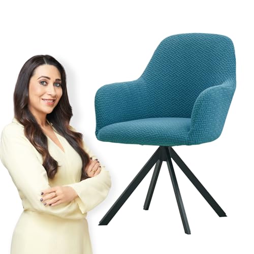 Image of HOKIPO Premium Jacquard Stretchable Swivel Chair Cover High Armrest Slipcover, Turquoise (AR-5356-TRQ)