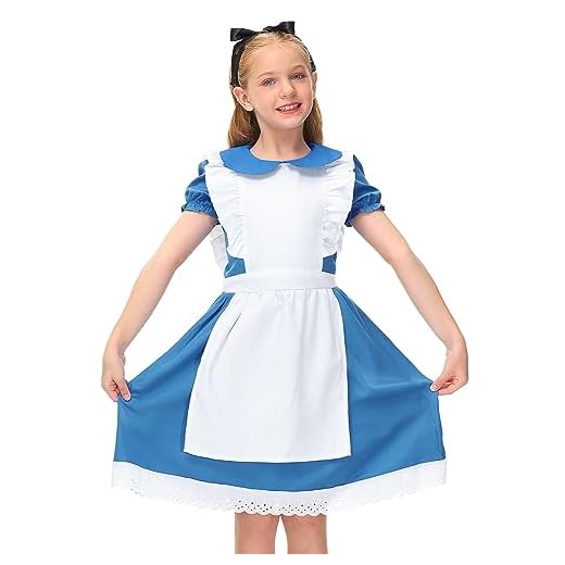 BesserBay Big Girls Alice Cosplay Blue Peter Pan Collar Dress Costume with White Apron 11-12 Years