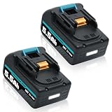 2 Stück 5,5Ah 18V BL1860B Ersatzakku für Makita Akku Kompatibel mit Makita 18V Akku BL1850B BL1840B BL1830 BL1815 BL1835 Werkzeugakku mit LED-Anzeige