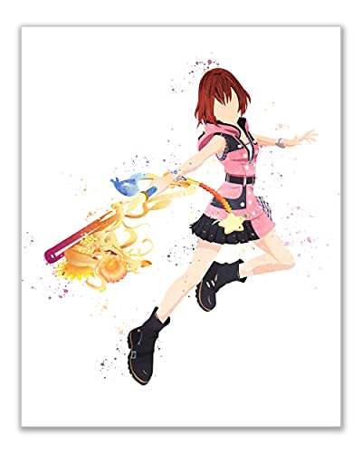 Watercolor Kingdom Hearts Poster Prints - Set Of 3 (8X10) Glossy Kh3 Keyblade Wall Art Decor - Sora - Riku - Kairi #TOP1
