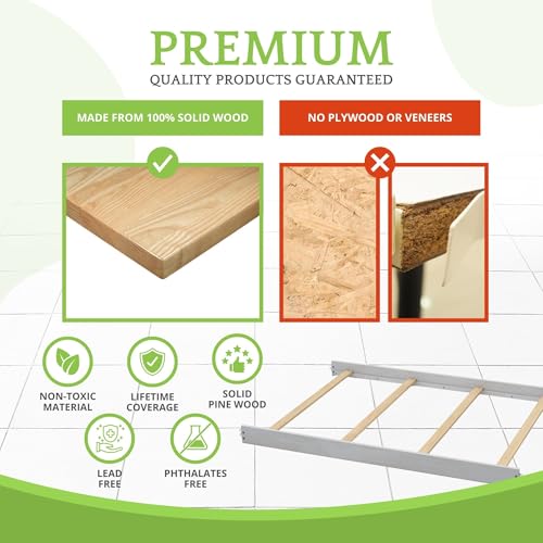 Image of Full-Size Conversion Kit Bed Rails for Dolce Babi Convertible Cribs - Solid Wood Rail - Toddler and Adult Bed Rail for Full-Size Beds - Essential Nursery & Baby Furniture (Misty Grey)