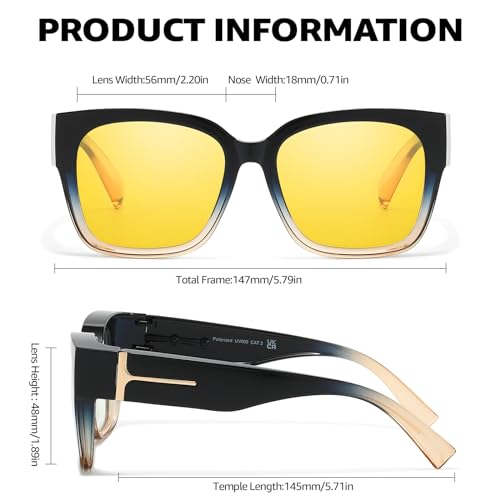 Image of LVIOE Oversized Square Trendy Blue Light Blocking Over Glasses Women Fashion TR90 Big Large Fit Over Glasses Men BL7511Y