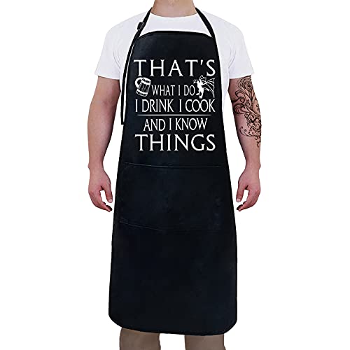 Funny Aprons For Men,Dad,Boyfriend,Husband,Son,Friends,Him , Wife,Her,Womens,Fathers Day Mothers Day Gifts For Mom,Mens Grilling Accessories Kitchen Cooking Bbq Grill Chef Apron With 2 Pockets Apron #TOP1