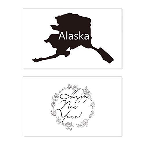 Tarjeta conmemorativa de Año Nuevo de Alaska con diseño del mapa de EE. UU. 1