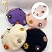 TOYANDONA Warm Woolen Beret Hat with Flower Decoration, Painter Beanie Cap for Fall Winter, Beige ’s Fashion Beret for Cold Weather