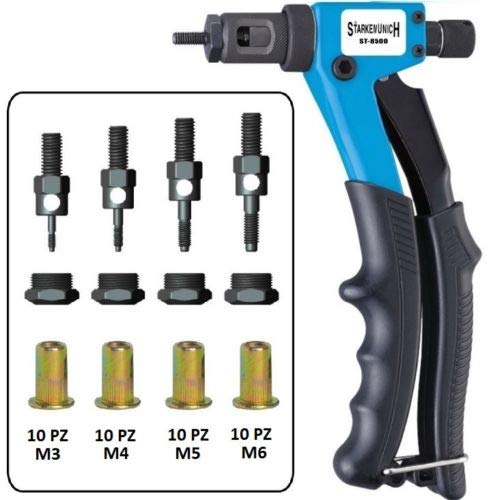 LGVSHOPPING Remachadora para insertos (remaches) roscados de M3 a M6 + 40 inserciones surtidas Cover