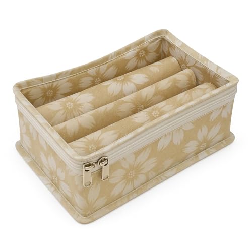 Image of PVC 2- Rod Bangle Box Organizer for Women | Hard Board Chudi Storage Box with Removable Rods & Transparent Top Window | Jewellery Organizer | Beige, Pack of 4