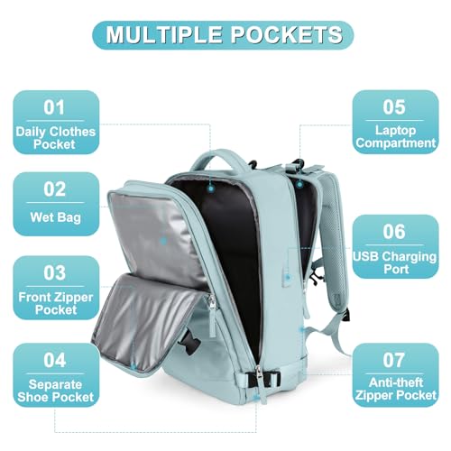 Image of coofay Large Personal Item Travel Backpack For Women Men Airline Approved Carry On Backpack Flight Approved Waterproof Sports Luggage Backpack Casual Daypack Small Hiking Backpack