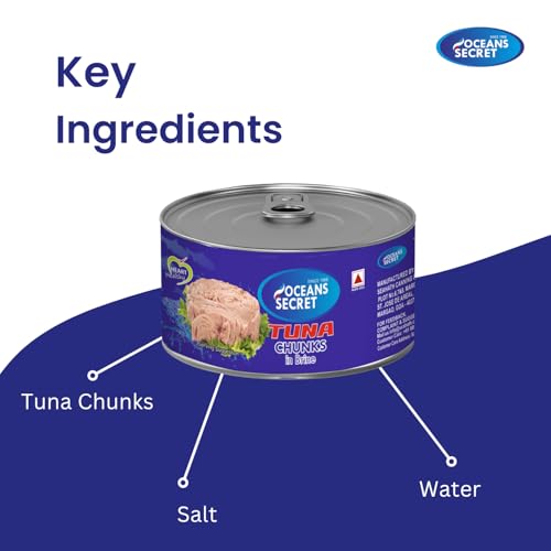 Image of Oceans Secret Tuna Chunks in Brine 180gm Pack of 2 Canned Tuna Fish Balanced Nutrition, Light Taste, in Clean Brine, Premium Cuts Ready to Eat