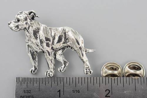 Pitt Bull Pin, Full Body, Pewter, D436F, 1 3/4 Inches, Handmade in the USA, Cute, Gift, Realistic Pittbull Pin, Metal, Lapel Pins, Hat Pin, Brooch, Over 90 Dog Breeds Available2