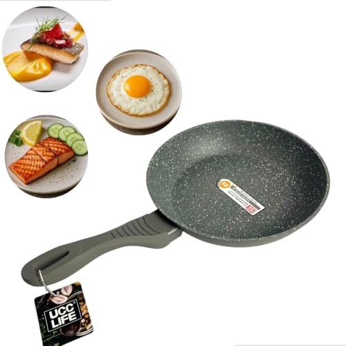 Frigideira Profissional Mármore 22cm Com Revestimento Antiaderente Compatível Cerâmica Fogo Indução