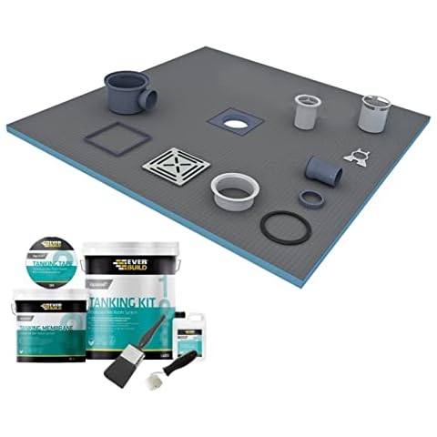 Wetroom Shower Tray Kit, Full Kit Including Wet Room Shower Tray, Drain & Aqua Seal Tanking kit 100% Waterproof XPS Tile Backer 900x900 1200x900 1400x900 1800x900 (900x1200x20mm Centre Drain) Cover