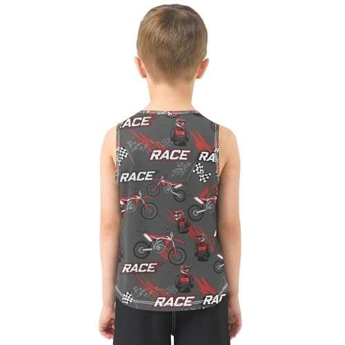 J JOYSAY Motorcycle Race Red Boys Tank Top Sleeveless Muscle Shirts Quick Dry Sport Workout Active Kids T-Shirts 3-15T3