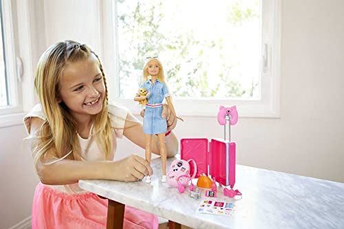 Barbie Voyage Coffret avec Poupée et Chien Valise Caisse de Transport Tenue et Autocollants Plus de 10 Accessoires Cadeau dès FWV25 - vue 3