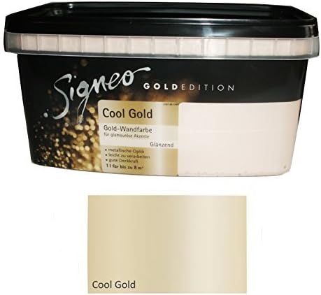 Signeo gold edition 1 litre wall paint, cool shiny gold, metallic look